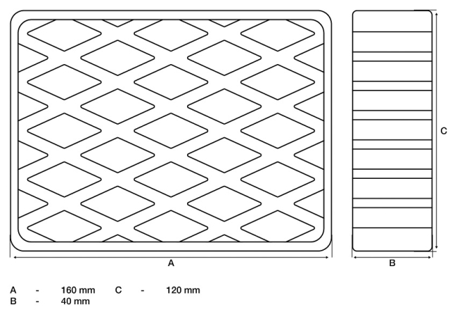 Gummiauflage für Hebebühnen 160 x 120 x 40mm